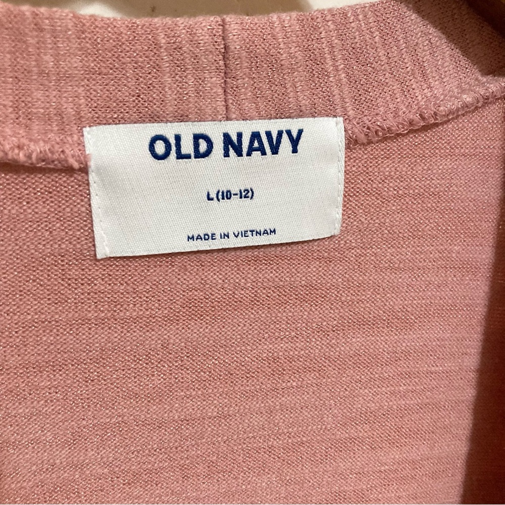 Girls Old Navy Pink Open Front Long Cardigan Sweater Size Youth L Large 10 - 12 - Picture 4 of 8
